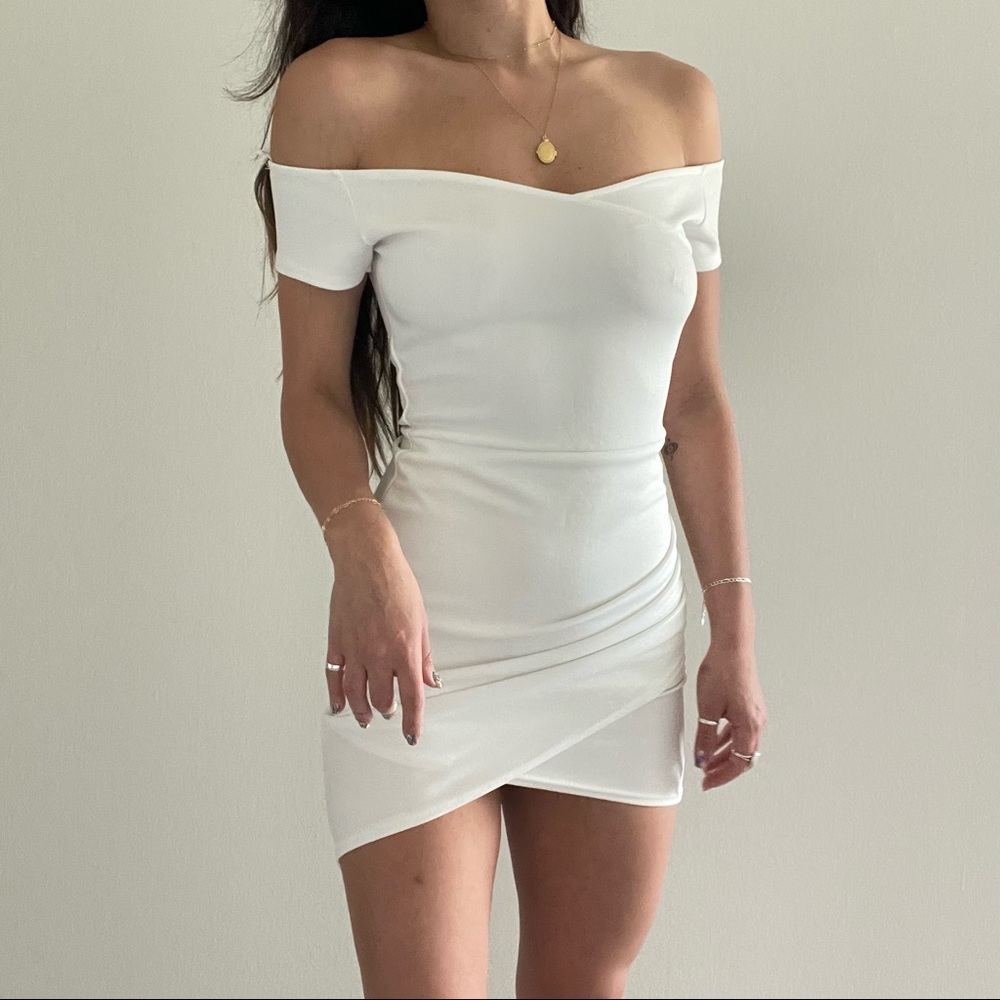 White off the shoulder Mini Dress